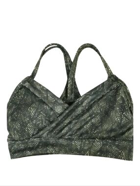 Lululemon Wrap‎ It Up Bra Green White Size 4 Athleisure Strappy Yoga